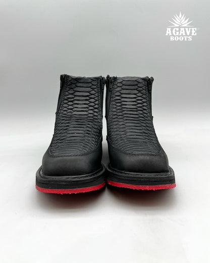 Zipper Shoe Red Bottoms Black Python Rubber Sole