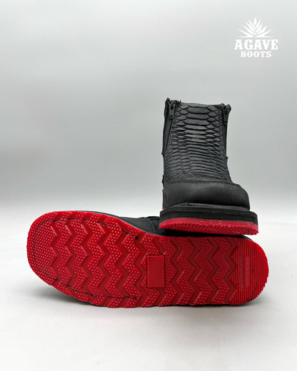 Zipper Shoe Red Bottoms Black Python Rubber Sole