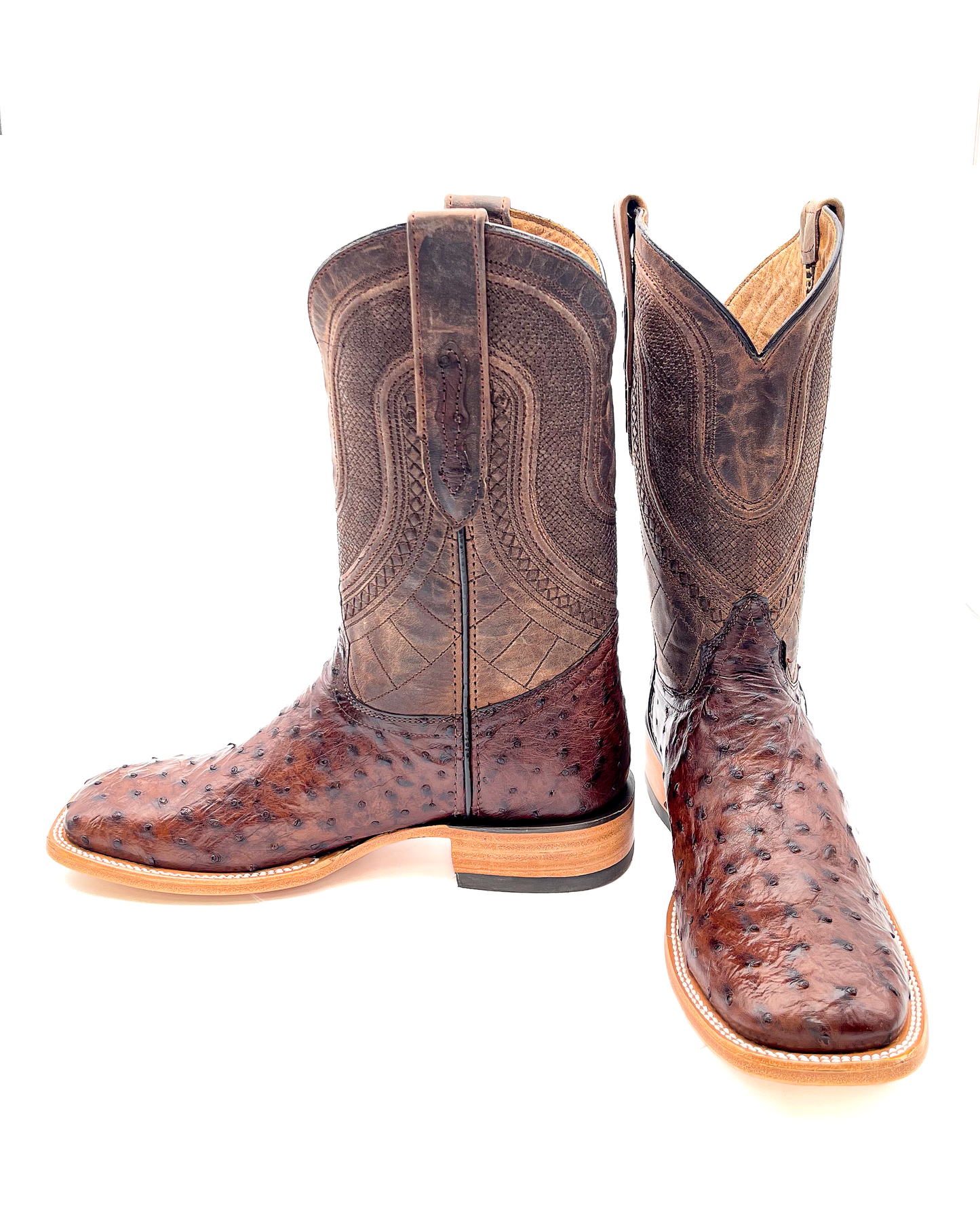 Cowboy Boot Genuine Ostrich Brown