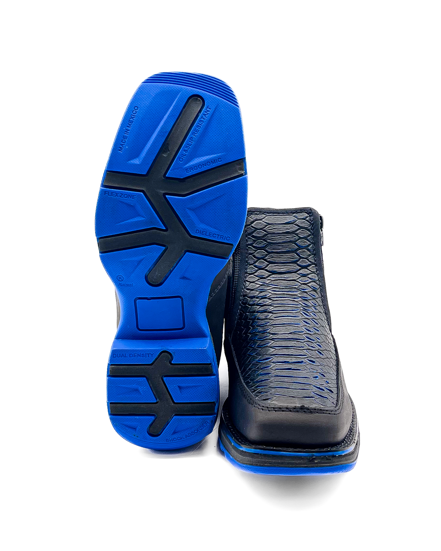 Zipper Shoe Blue Python Rubber Sole