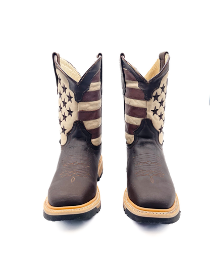Cowboy Work Boot USA Brown Flag - Soft toe