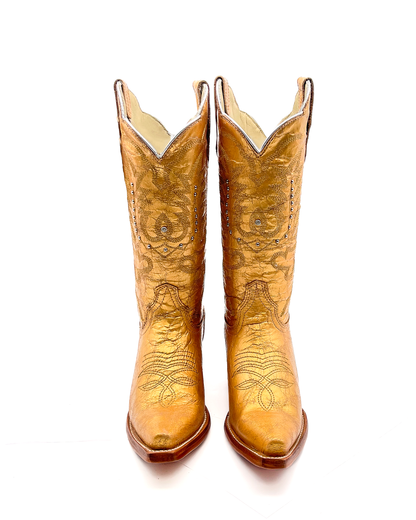 Cowboy Boot Metallic Gold