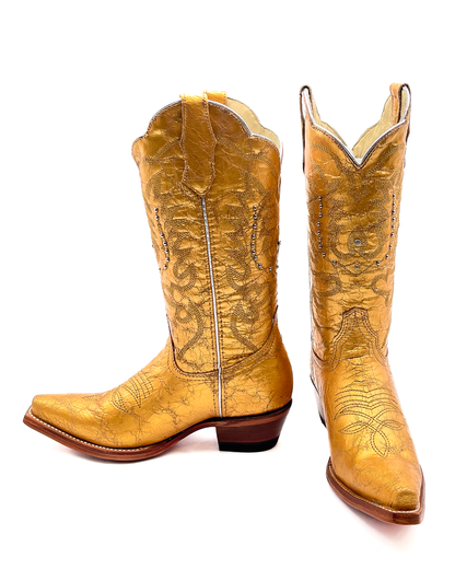 Cowboy Boot Metallic Gold
