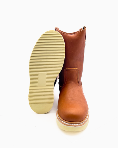 Roofing Work Boots Full Grain Leather Wedge Sole Soft Toe