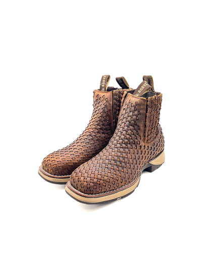 Ankle Boot Weave Woven Dark Brown Composite Toe