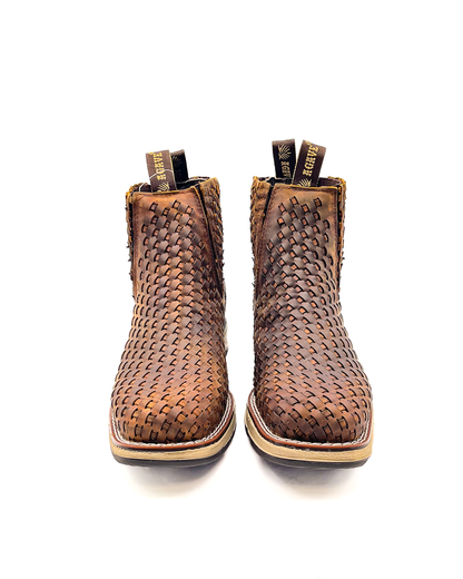 Ankle Boot Weave Woven Dark Brown Composite Toe