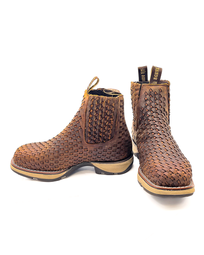 Ankle Boot Weave Woven Dark Brown Composite Toe