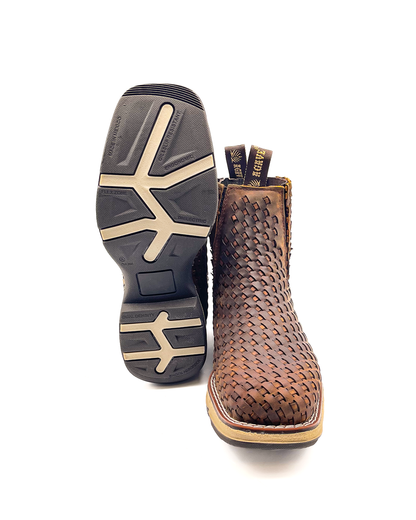 Ankle Boot Weave Woven Dark Brown Composite Toe