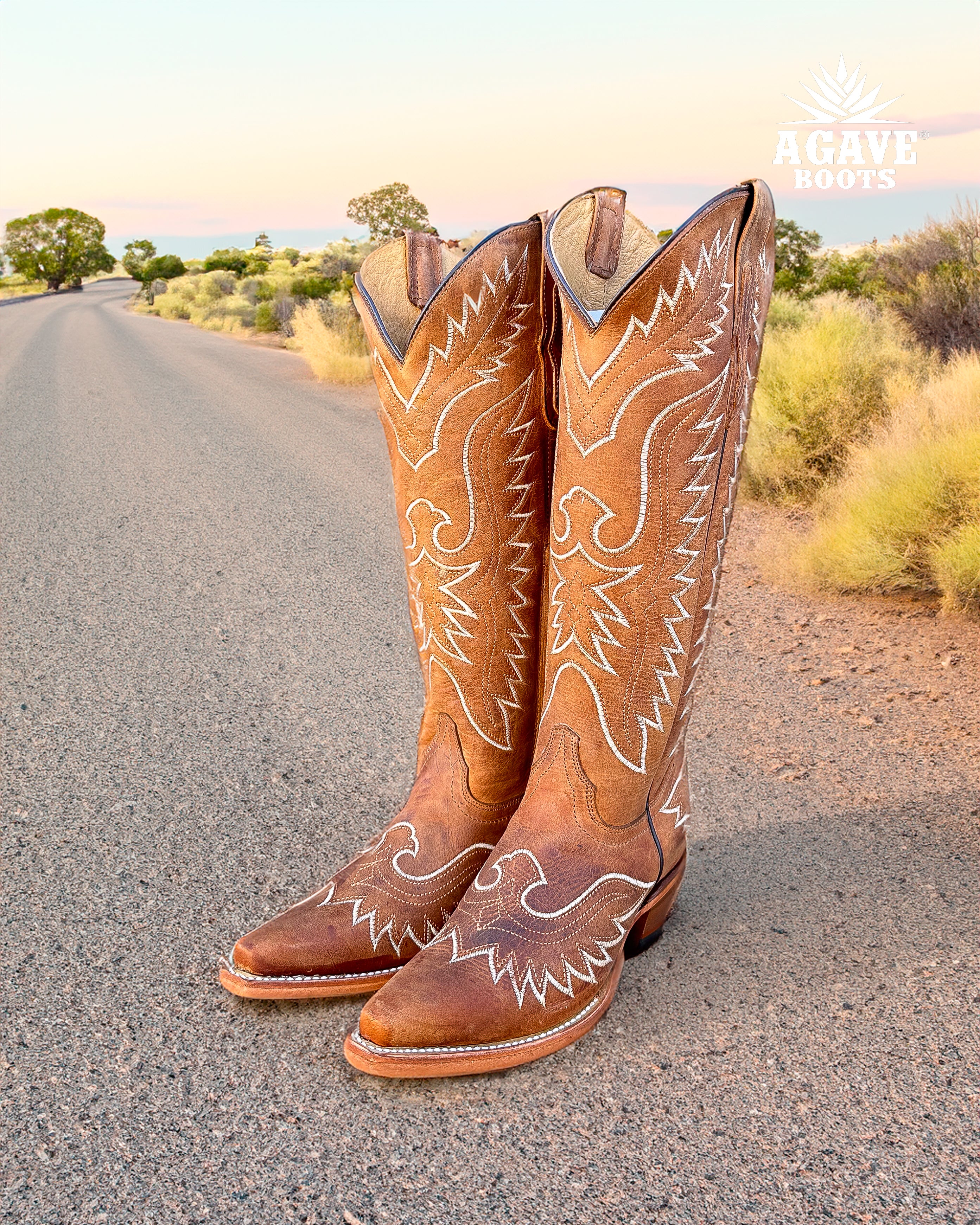 Light brown womens cowboy boots best sale