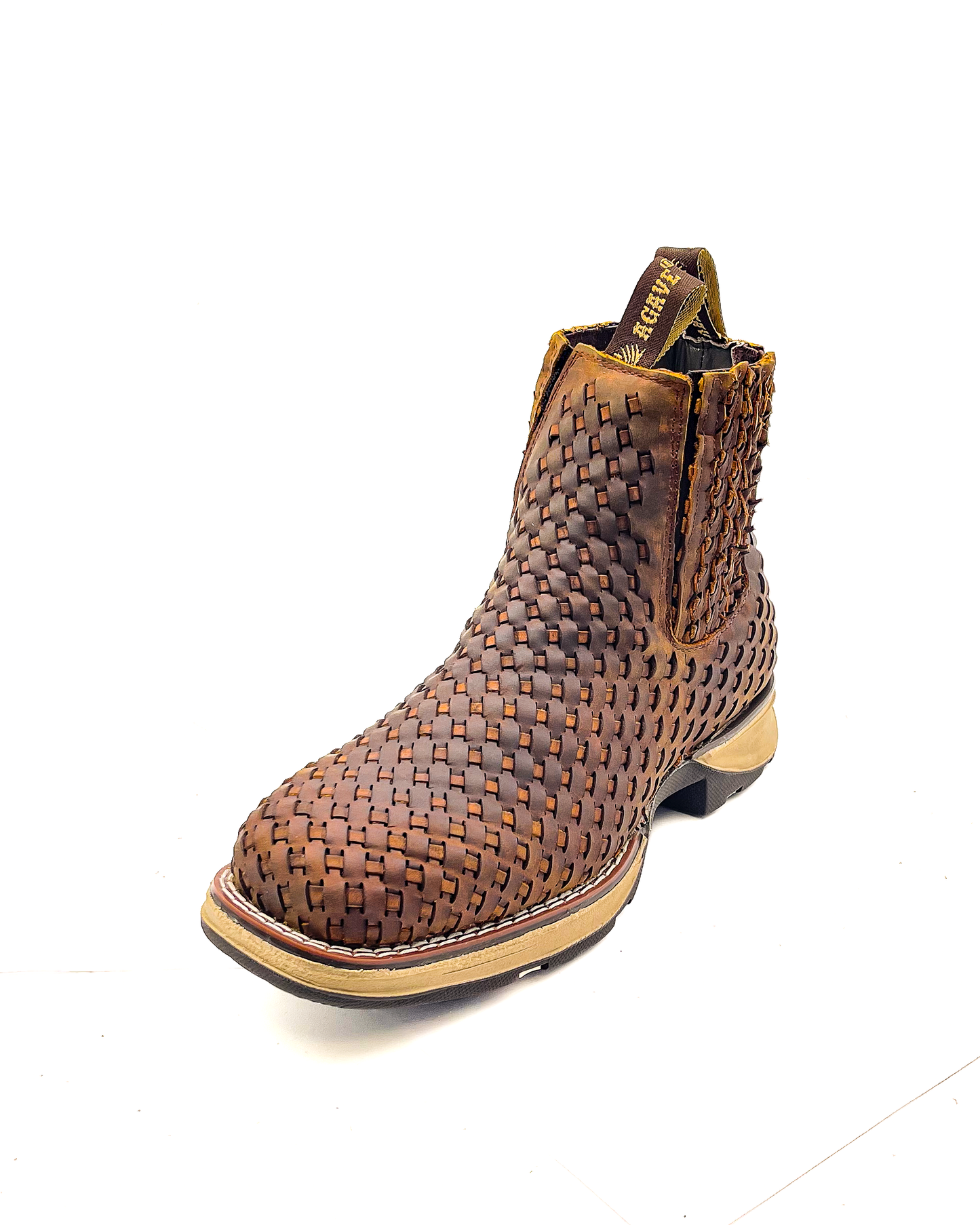 Ankle Boot Weave Woven Dark Brown Composite Toe