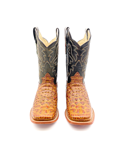 Cowboy Boot Light Brown Caiman Hornback