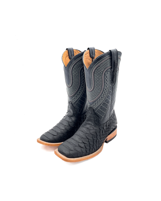 Cowboy Boot Jumbo Python Matte Black