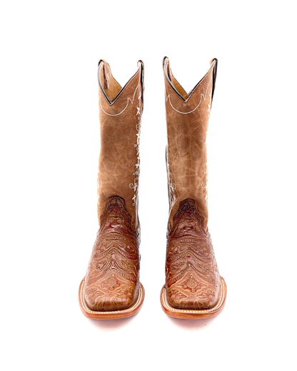 Cowboy Boot Tania Light Brown Tooled