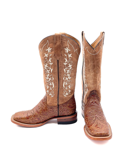 Cowboy Boot Tania Light Brown Tooled