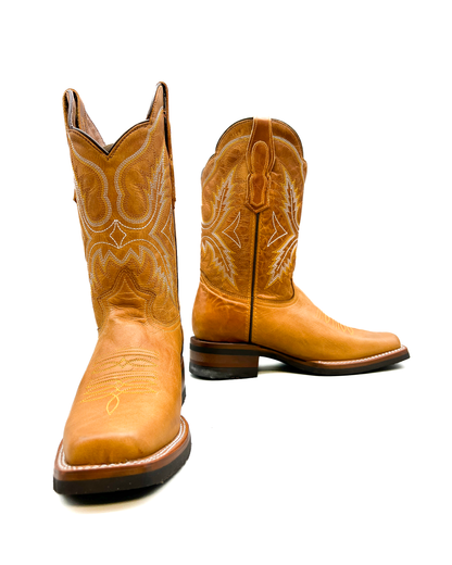 Cowboy Boot Light Brown Leather Rubber Sole