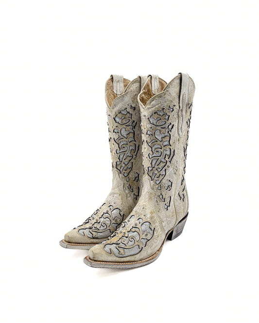 Cowboy Boot Clarissa Rustic White