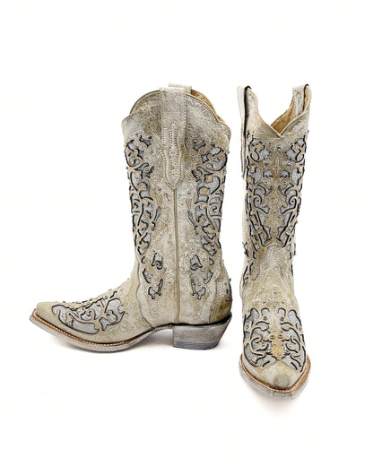 Cowboy Boot Clarissa Rustic White