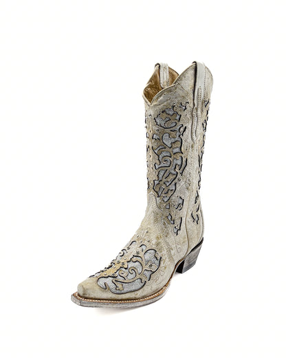 Cowboy Boot Clarissa Rustic White