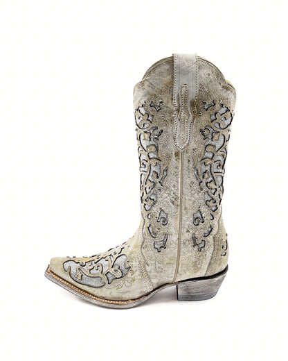 Cowboy Boot Clarissa Rustic White
