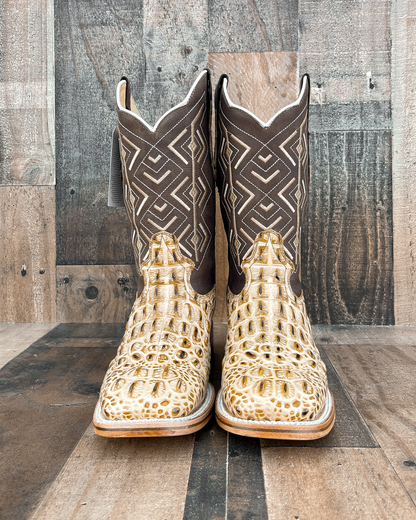 Cowboy Boot Caiman Horn Back Orix Brown