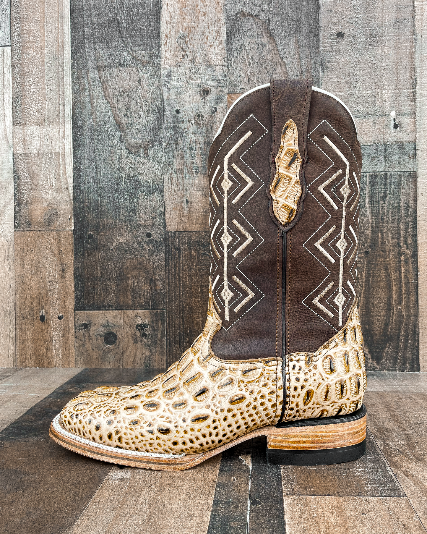 Cowboy Boot Caiman Horn Back Orix Brown