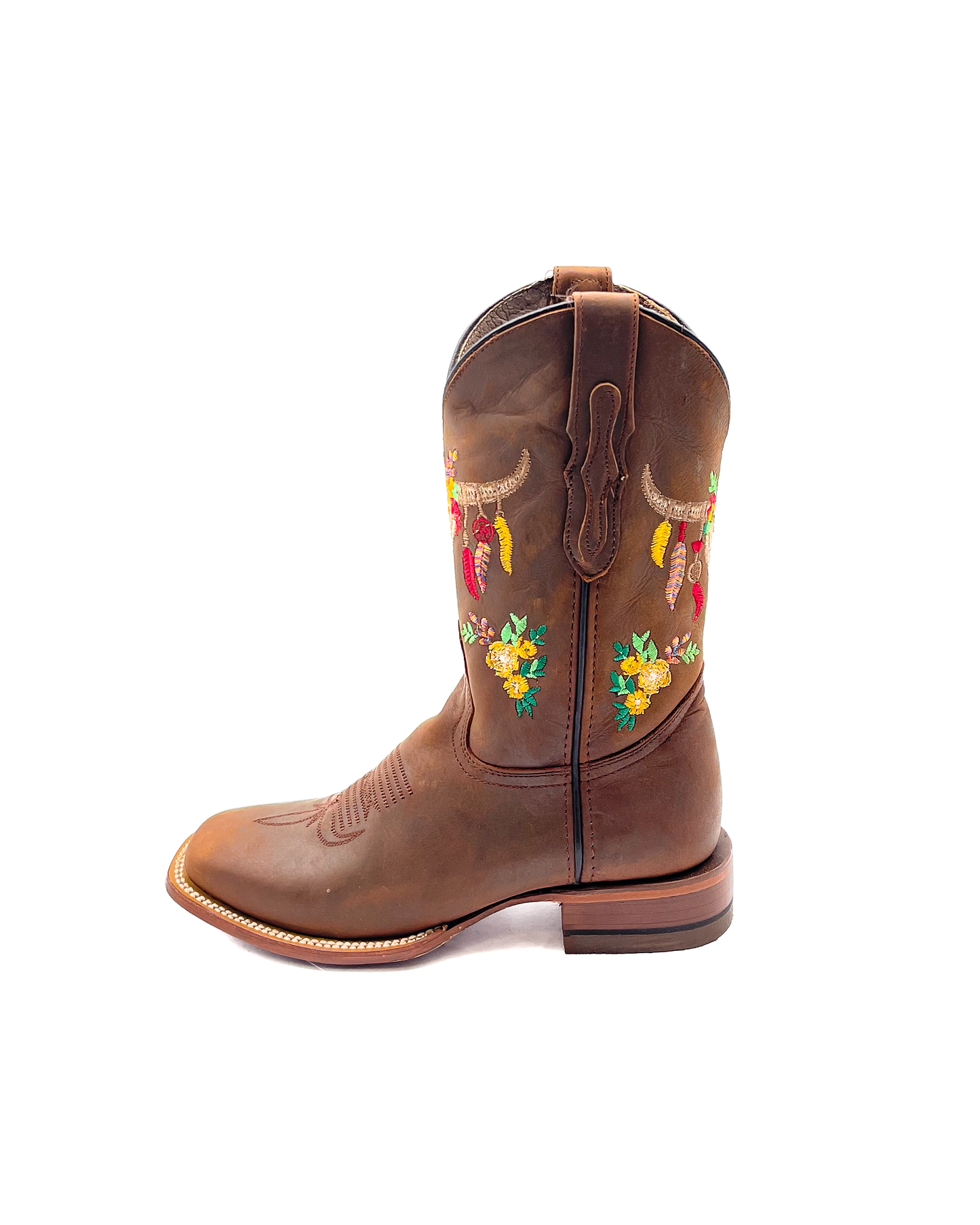 Cowboy Boot Skull Floral Embroidery