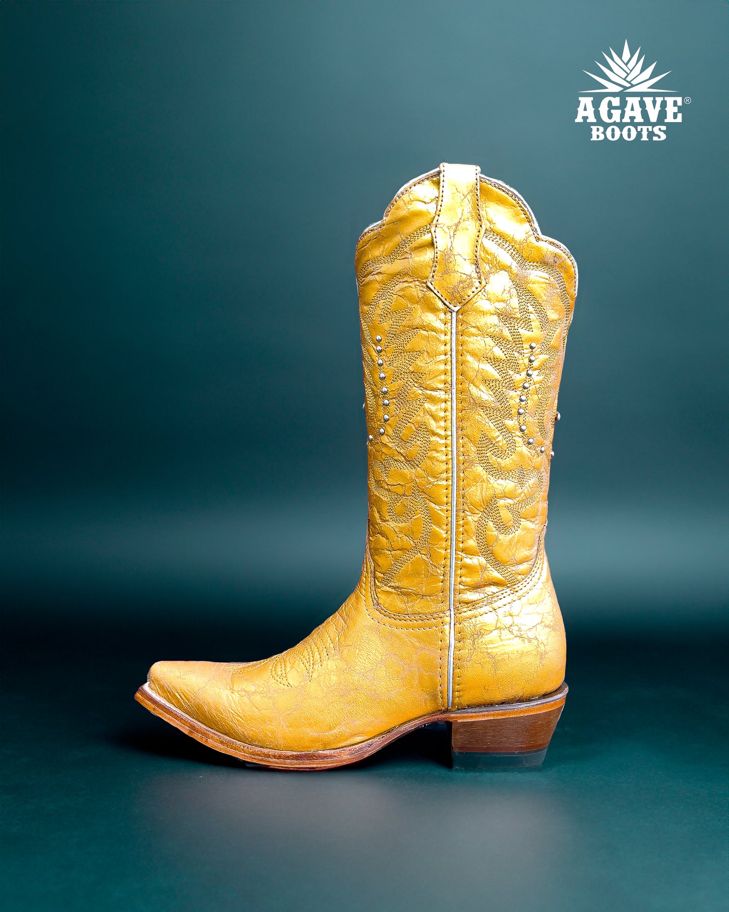 gold cowboy boots - side