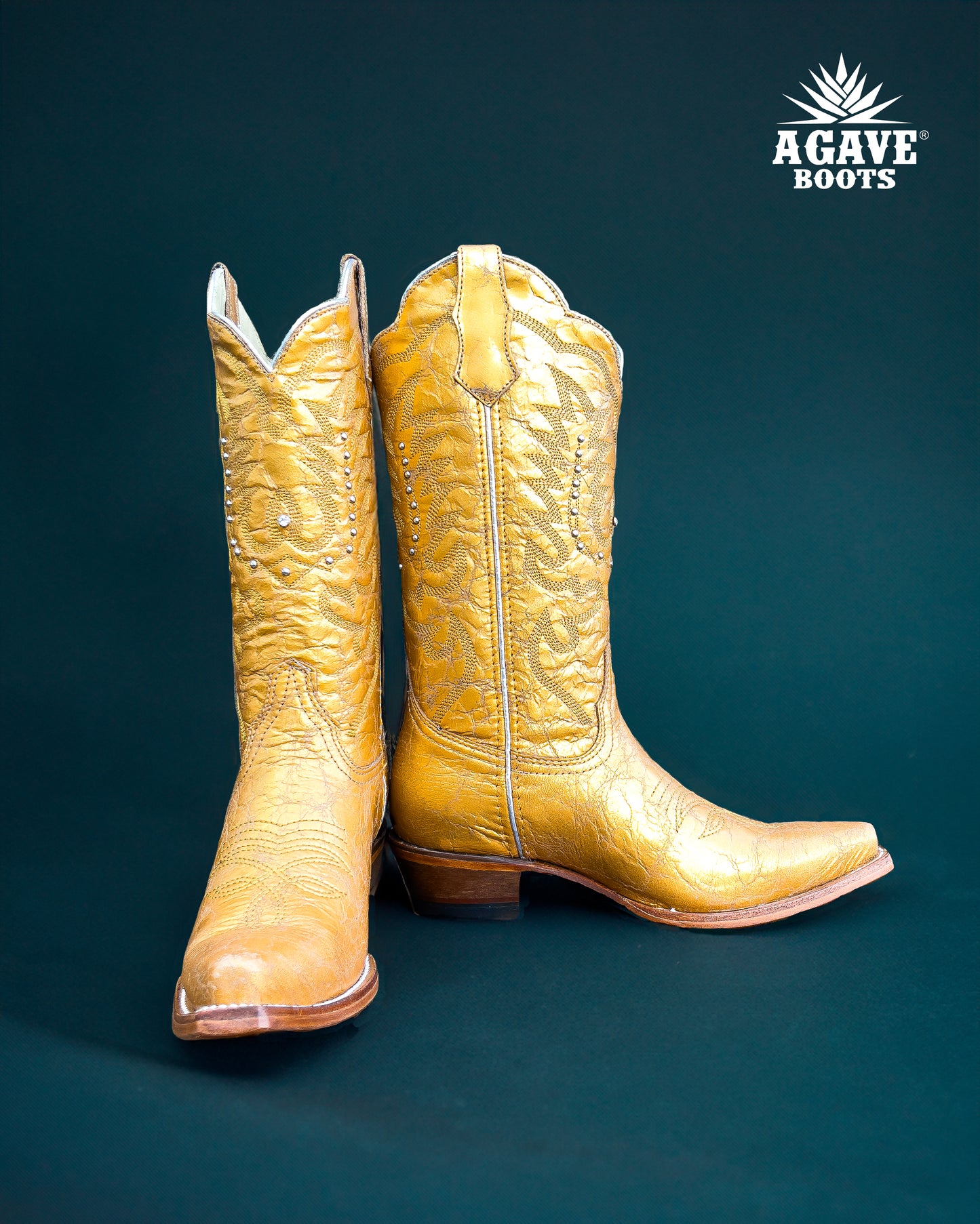 gold cowboy boots - front side