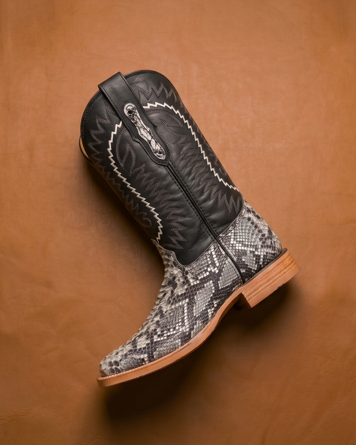 Cowboy Boot White Python Rubber Sole