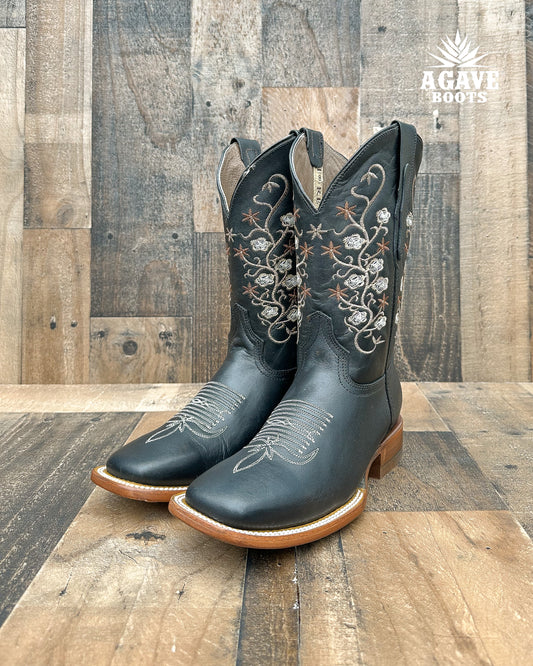 "JAZMIN" BLACK | WOMEN SQUARE TOE COWBOY BOOTS