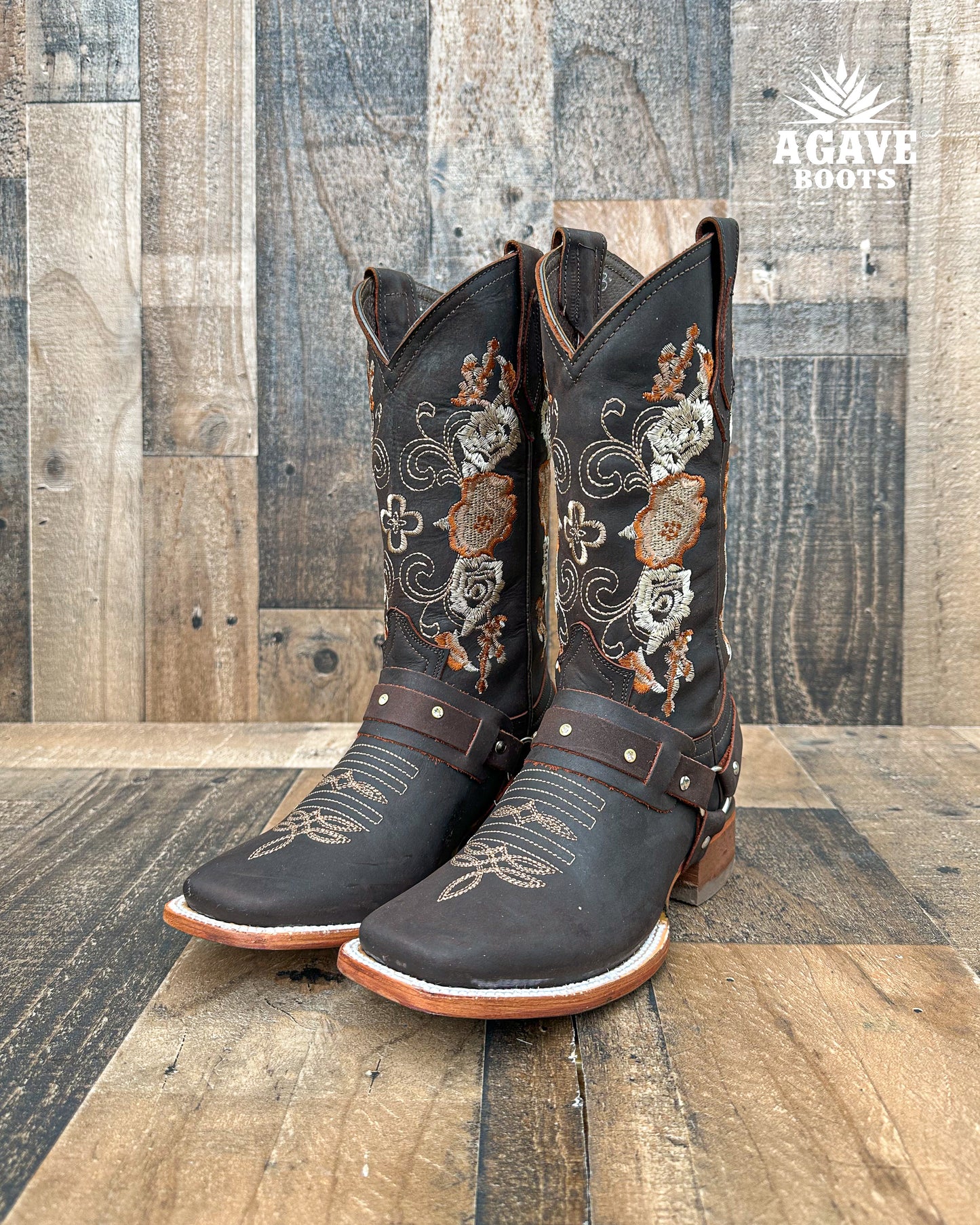 "FLORAL" | WOMEN SQUARE TOE BOOTS