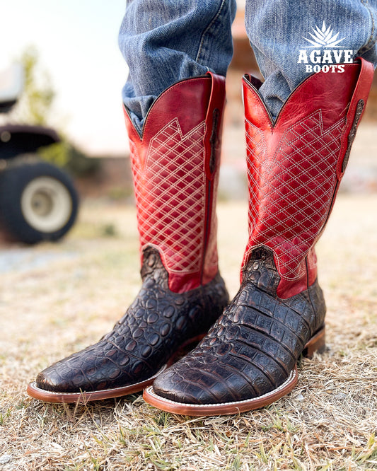 "RED" CAIMAN | MEN SQUARE TOE BOOTS