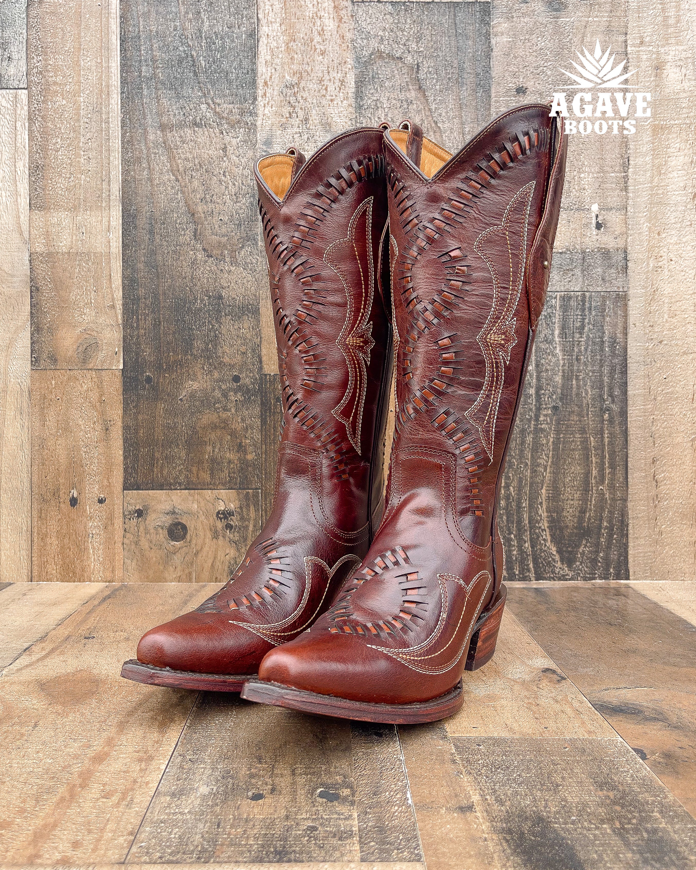 OSLO COGNAC WOMEN TALL COWBOY BOOTS Agave Boots