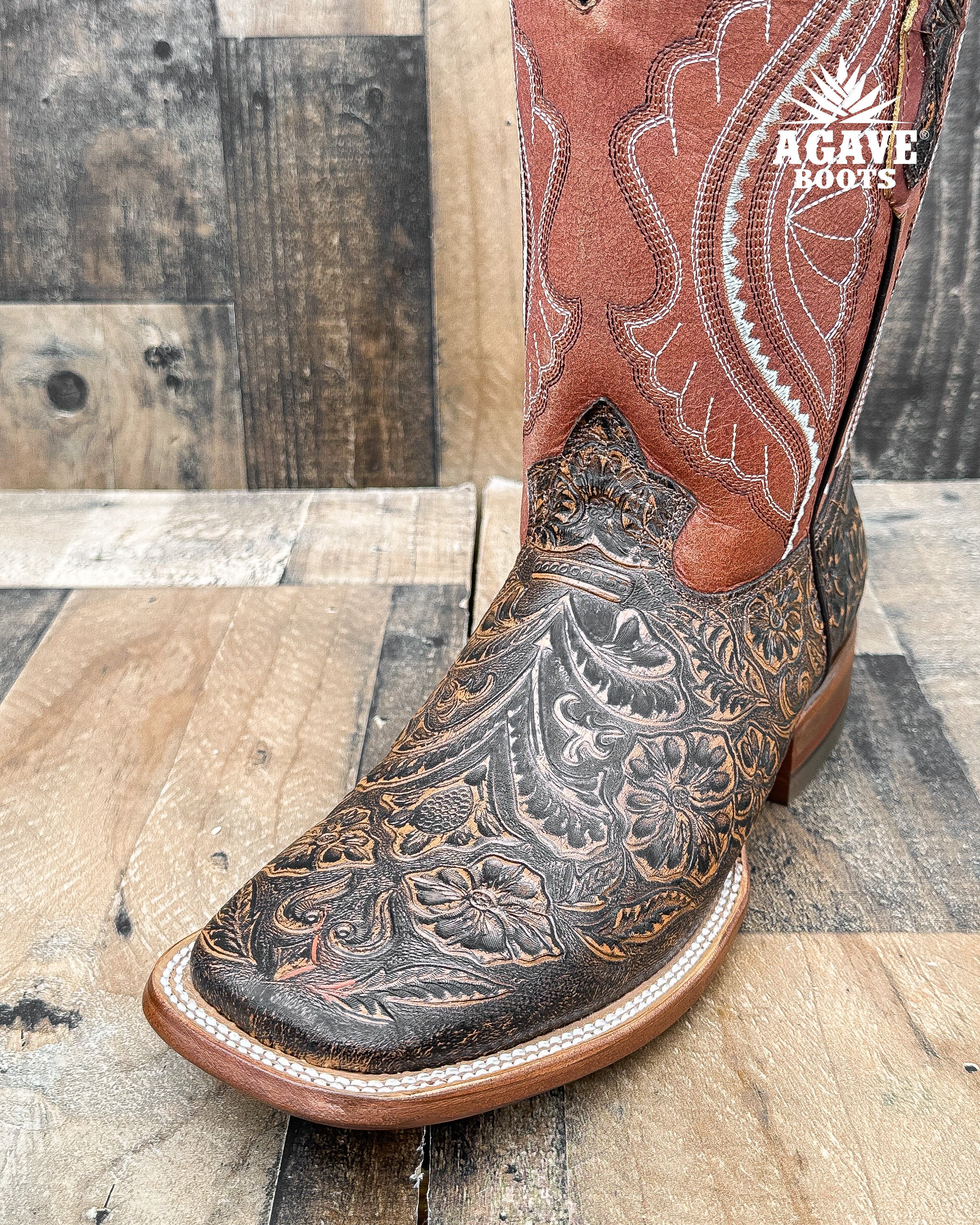 Mens hand sale tooled cowboy boots