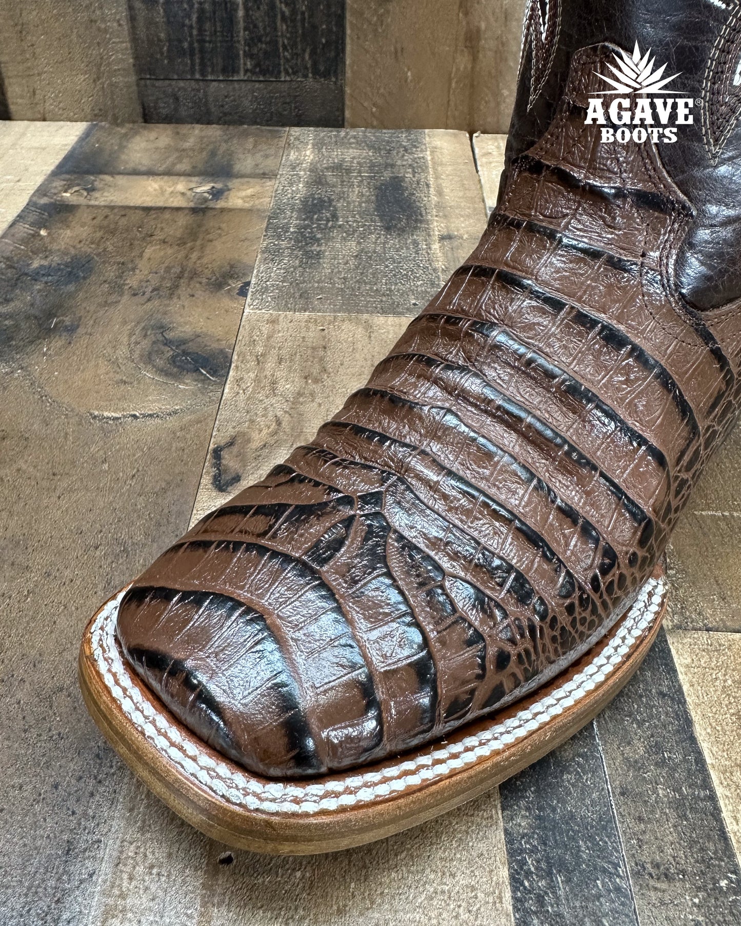 BROWN CAIMAN BELLY | MEN SQUARE TOE BOOTS