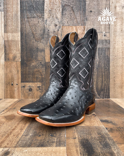 Cowboy Boot Ranch Black Ostrich
