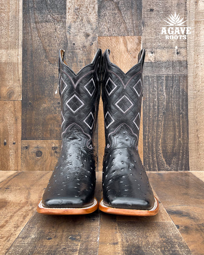 Cowboy Boot Ranch Black Ostrich