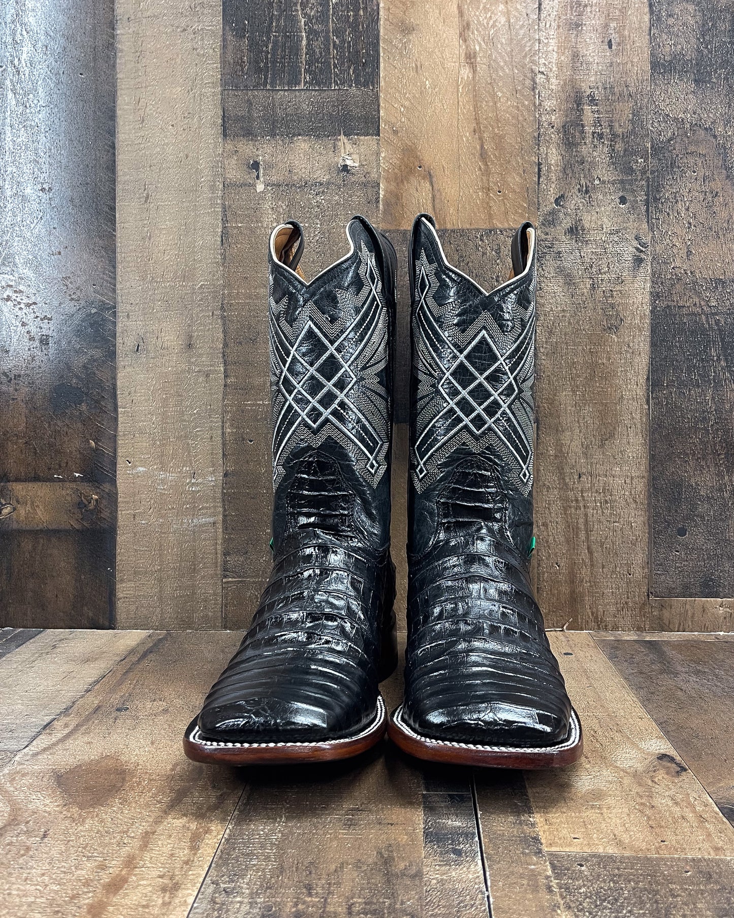 CAIMAN BLACK BELLY AB | MEN SQUARE TOE COWBOY BOOTS