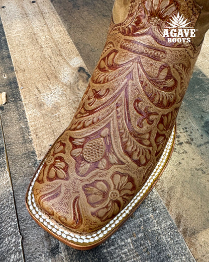 Cowboy Boot Tania Light Brown Tooled