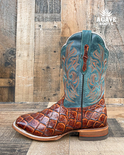 BASS COGNAC | MEN SQUARE TOE WESTERN COWBOY BOOTS