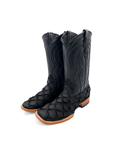 Cowboy Boot Genuine Black Pirarucu Bass