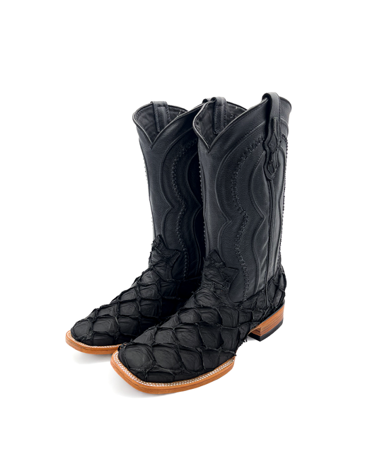 Cowboy Boot Genuine Black Pirarucu Bass