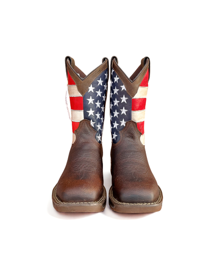 Work Boot Brown USA Flag