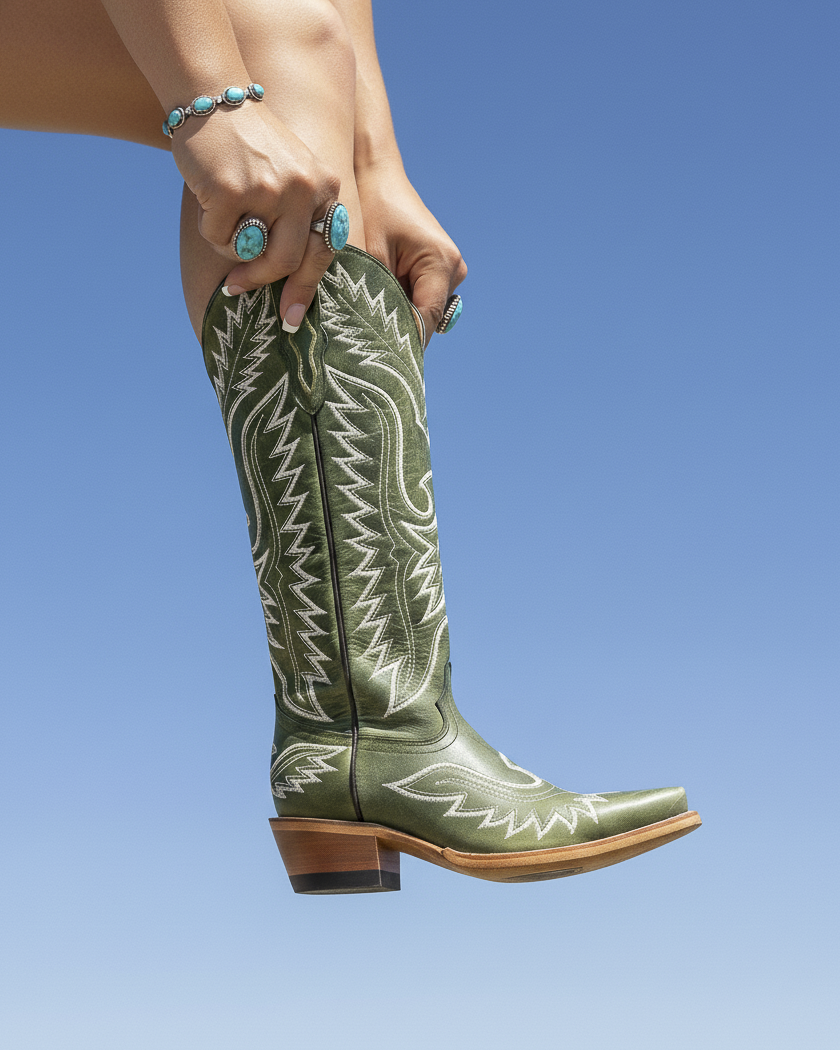 Cowboy Boot Rustic Green