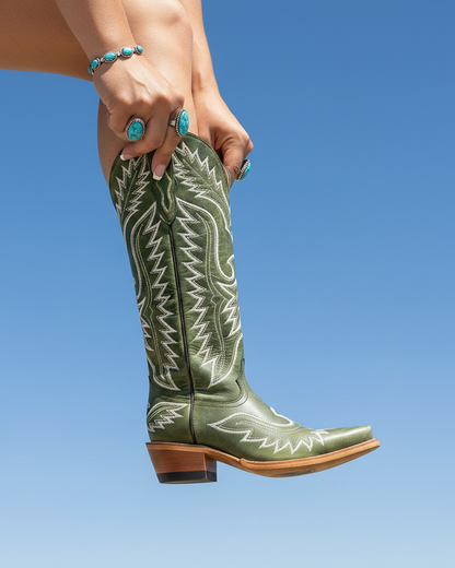 Cowboy Boot Rustic Green