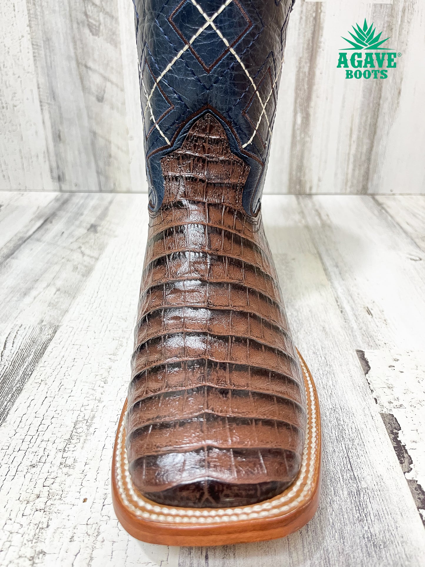 CAIMAN BELLY BROWN | MEN SQUARE TOE WESTERN COWBOY BOOTS