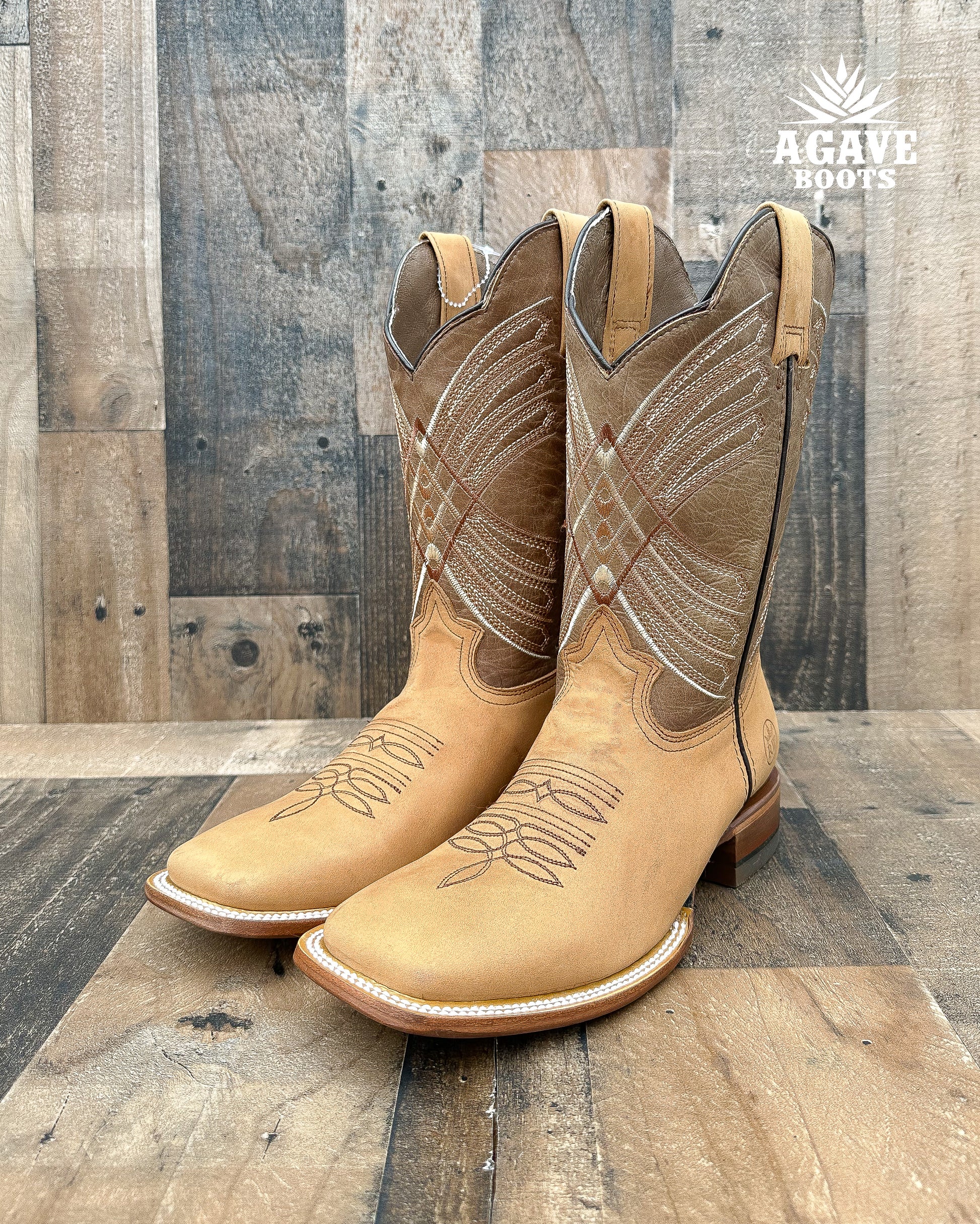 LIGHT BROWN  MEN SQUARE TOE WESTERN COWBOY BOOTS – Agave Boots