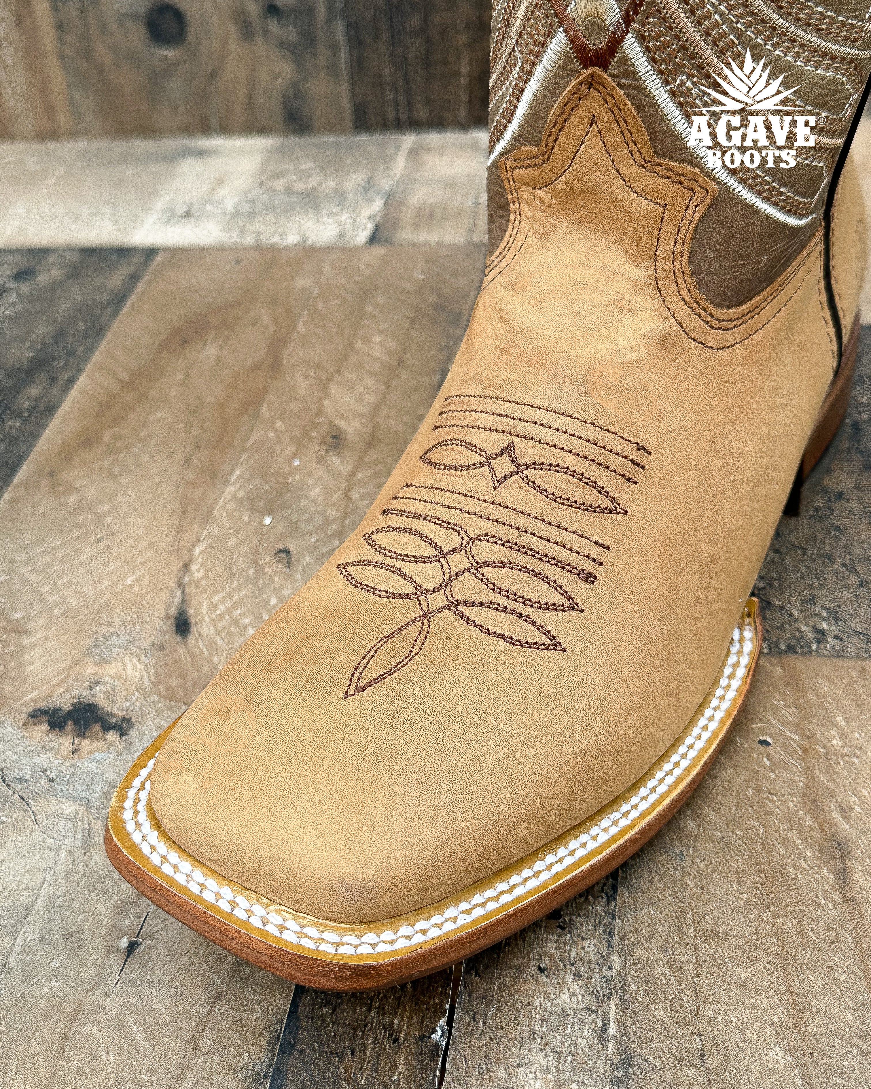 Light brown square outlet toe cowboy boots