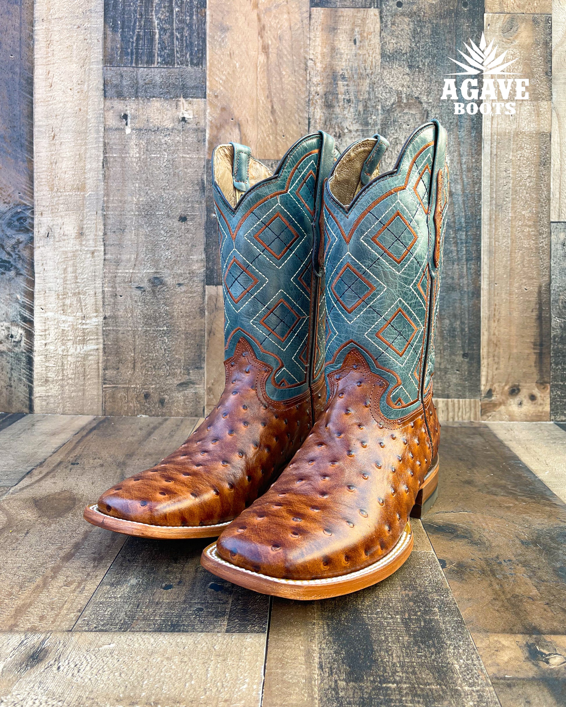 Ostrich cowboy boots square toe Clearance