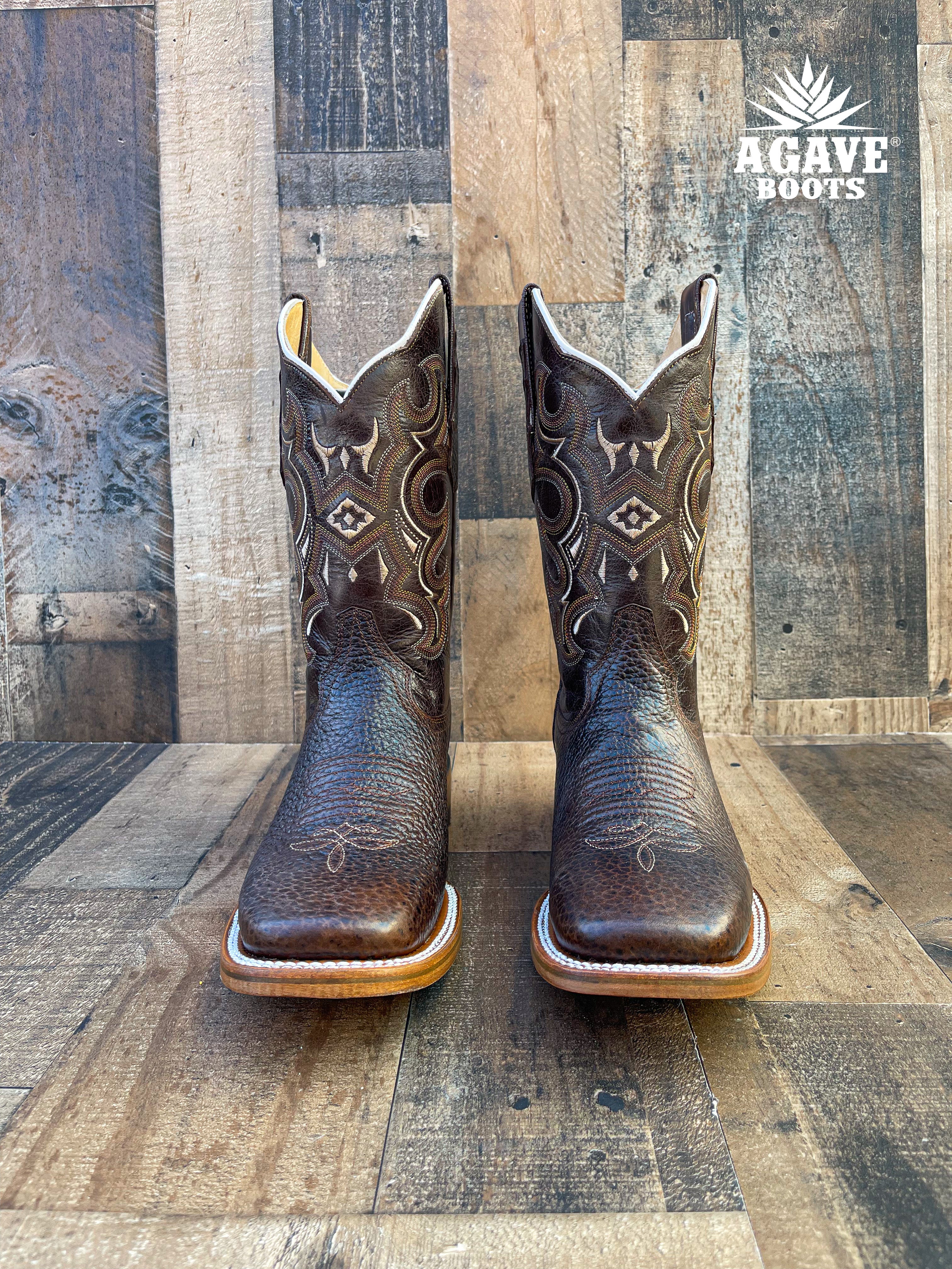 LAVA BROWN MEN SQUARE TOE WESTERN COWBOY BOOTS